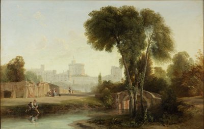 Windsor Castle von der alten Brücke von Augustus Wall Callcott